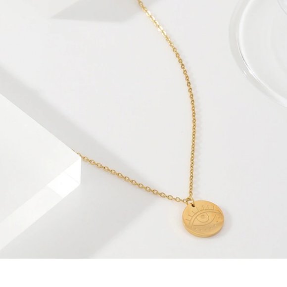 NEW 18K Gold Plated Round Eye Pendant Necklace - Picture 4 of 4